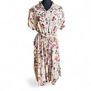 Rachel Zoe floral boho linen midi dress Size Large